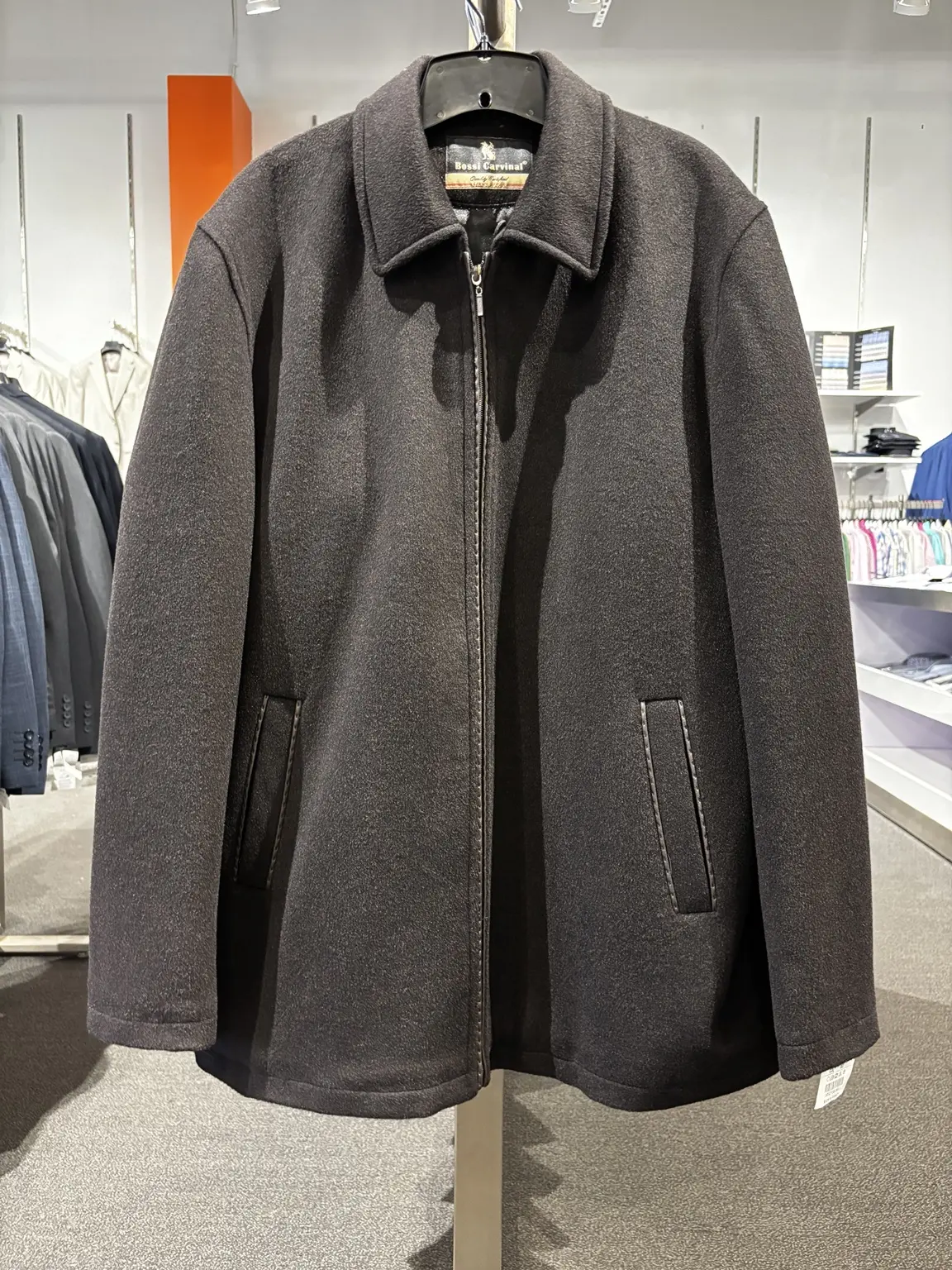 Charcoal casual coat displayed in the Modern Suit & Dress store
