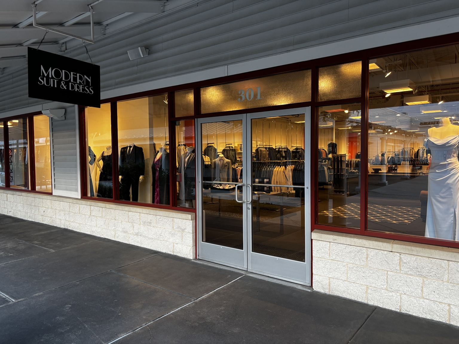 Entrance to Modern Suit & Dress, Suite 301