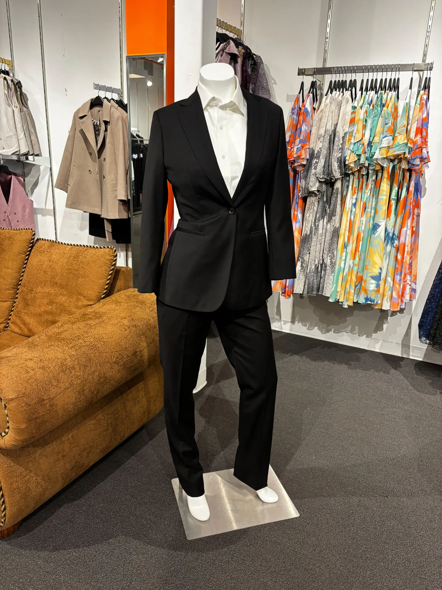 Black women’s suit on a mannequin in the store